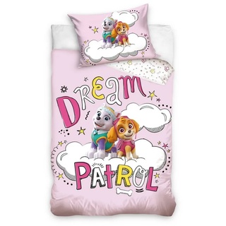 Kinderbettwäsche Paw Patrol 100x135 + 40x60 cm, 100 % Baumwolle, MTOnlinehandel, Renforcé, 2 teilig, Dream Patrol Babybettwäsche in pink und rosa rosa