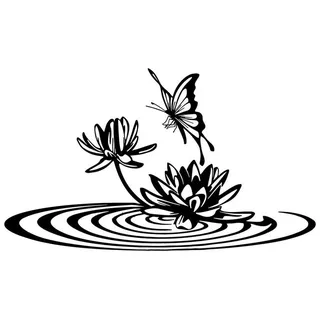 Jumpeak Wanddekoobjekt Metall Wandkunst Schmetterling Seerose Modern Wohnzimmer Wanddeko, Metall,Stylische Wandbild Dekoration–Perfekter Akzent für Ihr Zuhause schwarz 47 cm x 28 cm