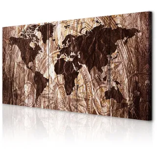 decomonkey Bilder Weltkarte 200x80 cm 5 Teilig Wandbild Groß Leinwandbild XXL Deko Wohnzimmer Schlafzimmer Büro Wanddeko Leinwand Pictures For Wall Poster Wall Painting Modern Landkarte