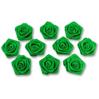 Creativery Satinrosen 3cm 10 Stück Stoffblumen zum Basteln Dekorieren Hochzeit Geschenkverpackung Blütendeko Tischdeko Handarbeit Stoffrosen Deko Blume Grün