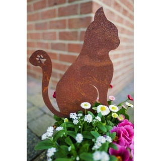 Lünemann Gartenfigur Dekostecker Katze - Edelrost, (1, 1 St., Edelrost) braun