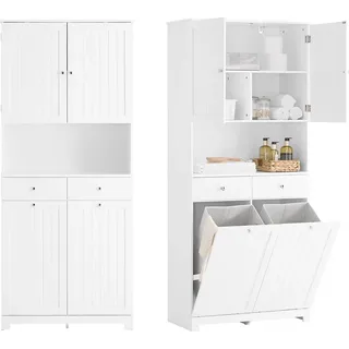 SoBuy BZR215 Badschrank 78 x 181 x 38 cm Weiß Holzwerkstoff