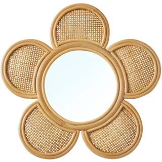 VERTBAUDET Spiegel aus Rattan und Rattan, Blume, Beige, goldfarben