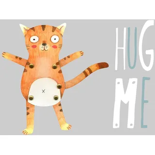 Wandtattoo WALL-ART "Teddy Tiger Katze Hug me" Wandtattoos Gr. B/H/T: 100 cm x 76 cm x 0,1 cm, -, bunt Wandtattoos Natur