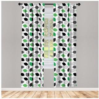 Gardine Vorhang für Wohnzimmer Schlafzimmer Dekor, Abakuhaus, Microfaser, Essen Simplistic Zitronen-Muster grau|grün|weiß 150 cm x 225 cm