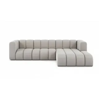 kaiser möbel Ecksofa L-Form, Grand L 287 cm, Veloursstoff Salvador, Grau, Rechts - Grau
