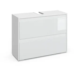 Vicco Waschbeckenunterschrank Majest, Weiß Hochglanz, 80.1 x 62 cm mit 2 Schubladen, Rechteckig, 80.1x62x30.1 Badezimmer, Badezimmerschränke, Waschbeckenunterschränke
