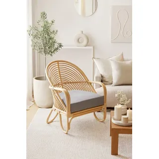 moebel-direkt-online Loungesessel Rattansessel mit Sitzkissen beige