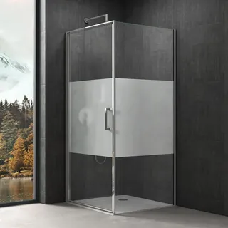 SoGood Ravenna36-Plus Eck-Duschkabine mit Drehtür 90 x 90 cm transparent ESG-Sicherheitsglas