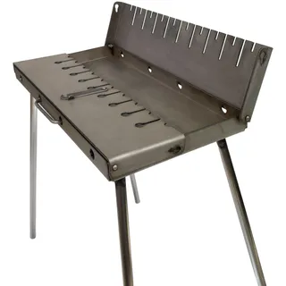 GOROCH Mangal Grill Schaschlik Holzkohlegrill – Faltbarer BBQ Koffer-Grill aus 3 mm Stahl für 10 Spieße – Tragbarer Outdoor Kohlegrill für Camping, Garten, Picknick & Reisen