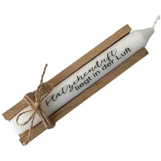 AWASG Adventskerze mit Spruch - Kerze Weihnachten - Geschenkkerze Weihnachtskerze Adventszeit - Stabkerze mit Kerzentattoo Plätzchenduft liegt in der Luft