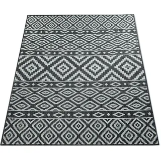 Paco Home & In- & Outdoorteppich, für Balkon Terrasse Mit Skandi-muster, In Schwarz, 80x150 cm,