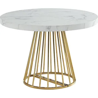 vente-unique Ausziehtisch 2 bis 12 Personen 76 x 75 x 90 cm weiß/gold