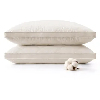 Deodar 2er Set Daunenkissen 65 x 65 cm, 100% Baumwollbezug, Waschbar | Atmungsaktiv und hypoallergen, mit Öko-Tex und RDS Zertifizierung für sicheren und komfortablen Schlaf