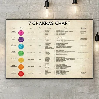 BCTS 7 Chakren Chart Poster Chakra Vintage Poster Wanddekoration Meditation Praxis Poster Yoga Liebhaber Geschenk Chakra Meditation Chakra Metallschild Poster 20,3 x 30,5 cm