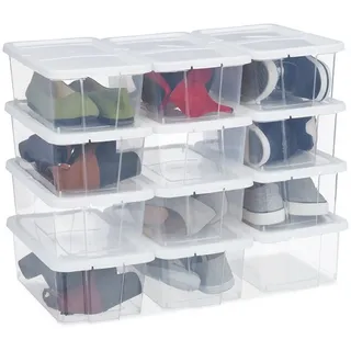 Relaxdays Schuhbox 12,5 x 20 x 34,5 cm 48-tlg. transparent