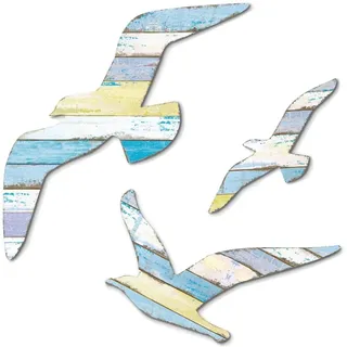 Yerleomit Maritime Deko Möwen Strand Wanddekor Wandkunst Holz Möwe Deko Seagull Stranddekorationen Möwendekor Ozeandekorationen Stenskulpturen für Wohnzimmer Schlafzimmer