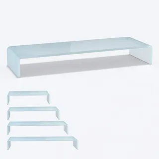 bijon TV Aufsatz Glas Bildschirm-Erhöhung | PC Monitor-Erhöhung, Schreibtisch-Aufsatz für Laptop Erhöhung, Monitor-Erhöhung | (B/T/H) 900x300x130mm - superweiß