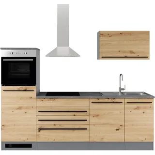 Stella Trading Küchenzeile Jazz 260 cm anthrazit/artisan eiche/metallic braun