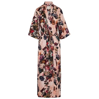 Essenza Kimono Jula Karli, Langform, Baumwolle, Kimono-Kragen, Gürtel, mit Blumenprint rosa L