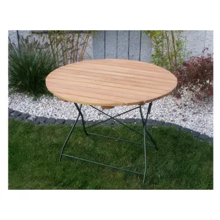 Bierzeltgarnituren Rundtisch Visby II - Ø 100 x 72 cm - Klapptisch 2-4 Personen aus Robinienholz - Stahlgestell verzinkt oder grün pulverbeschichtet