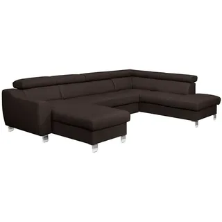 Wohnlandschaft Aspen Leder Braun Dunkelbraun