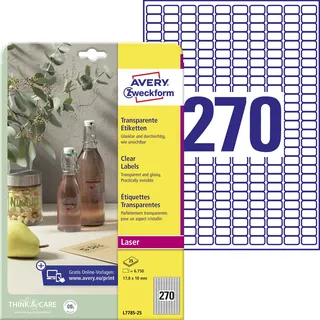 Avery Zweckform Adressetiketten L7785-25 Transparent 17,8 x 10 mm 25 Blatt 6750 St.