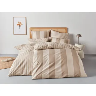 OTTO home Sari Gestreift Baumwolle Beige 135 x 200 cm + 2 x 40 x 80 cm