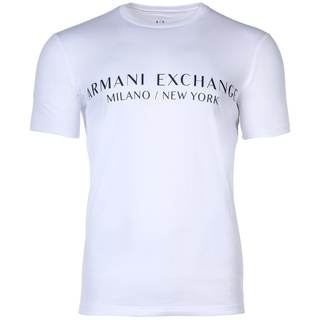 AX ARMANI EXCHANGE Herren T-Shirt - Schriftzug, Rundhals, Cotton Stretch Weiß 2XL