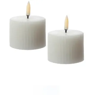 LED Mini Kerze Thea Uyuni Echtwachs mit Rillen Timer D: 5,8cm weiß 2St