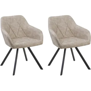 Beliani Esszimmerstuhl MONEE Polyester beige/schwarz 2er Set