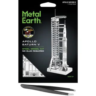 Fascinations Metall Earth Apollo Saturn V mit Gantry 3D Metall Modellbausatz Bundle mit Pinzette