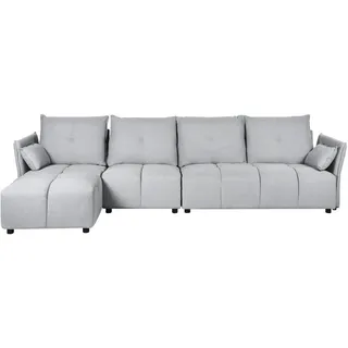 Beliani 4-Sitzer-Ecksofa, Hellgrau, Textil, L-Form, 325x136 cm, Wohnzimmer, Sofas & Couches, Wohnlandschaften, Ecksofas