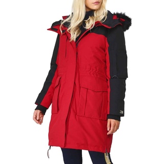 Tommy Hilfiger Damen Jacke Anorak Parka Mantel Winterjacke, mit Reißverschluss , Größe:S, Farbe:Rot-rot,schwarz
