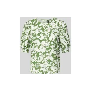 Bluse mit floralem Muster Modell 'FREJ', Oliv, XS