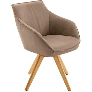 Koinor Armlehnstuhl, Eiche, Beige, Holz, Leder, Echtleder, Büffelleder, Wildeiche, massiv, konisch, eckig, 60x84x67 cm, Goldenes M, Dgm, Lederauswahl, Stoffauswahl, Typenauswahl, Gestellauswahl, automatische Rückholfunktion, Sitzfläche 320° drehbar, Esszimmer, Stühle, Esszimmerstühle, Armlehnenstühle