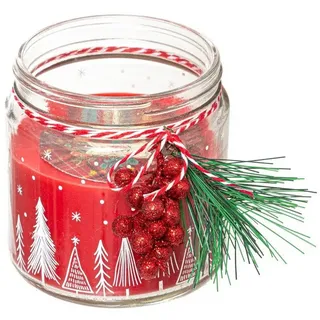 Atmosphera Créateur d'intérieur Formkerze Weihnachtskerze mit Schmuck, 315 g (Raumduft, Dekokerze) rot