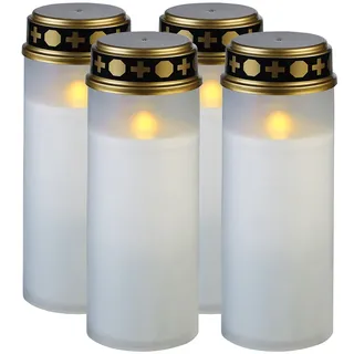 PEARL Grabkerzen LED: 4er-Set XL-LED-Grablichter, Lichtsensor, Batteriebetrieb, 21 cm, weiß (Kerze Grablicht, Kerzen mit Dämmerungssensor, Teelichter)