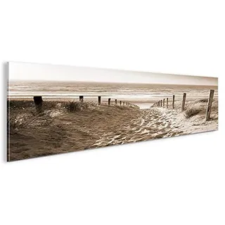 islandburner Bild Bilder auf Leinwand Weg zum Meer Sepia Nordseestrand Panorama XXL Poster Leinwandbild Wandbild Dekoartikel Wohnzimmer Marke