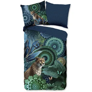 HIP Wendebettwäsche »Nyah«, Satin, Reißverschluss, Wendeoptik, Mandala, Leopard, Blau, Grün Grün
