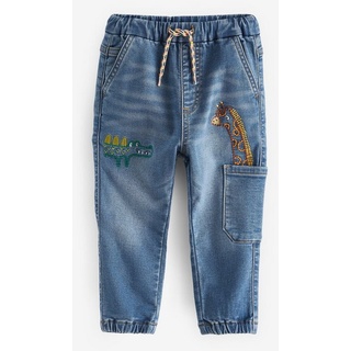 Next Schlupfjeans Jeans mit aufgesticktem Motiv und Bündchen (1-tlg) blau 98-104 (3-4 J.)