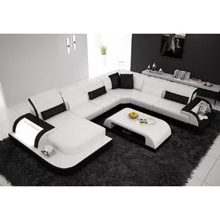 Wohnlandschaft Extra Luxus Klasse Ecksofa Couch - Eckgarnituren Ledersofa Sofa - Weiß
