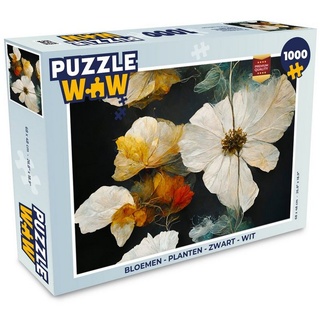 MuchoWow Puzzle Blumen - Pflanzen - Schwarz - Weiß, 1000 Puzzleteile, Foto-Puzzle, Bilderrätsel, Puzzlespiele, Klassisch bunt