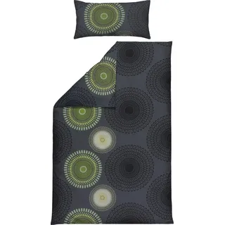 REDBEST Single-Jersey Bettwäsche Kreise Grün 135 x 200 cm + 40 x 80 cm