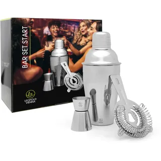 Leopold Vienna Barset Start 3tlg Shaker, Sieb Edelstahl Silber