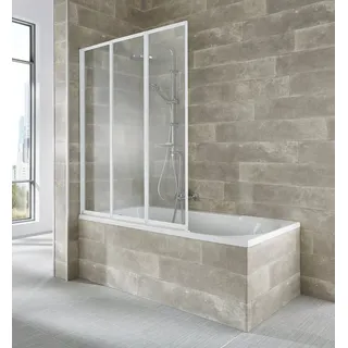 WELLTIME Badewannenaufsatz Nassau 3-tlg. Badewannenfaltwand 10 mm Weiß