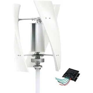 Lissontine 1000W Leise vertikale Windkraftanlage mit MPPT-Regler & 360° Windaufnahme, Windgenerator für Heim-Energie, Wohnmobil, Kameraüberwachung oder Insellösungen White-48V