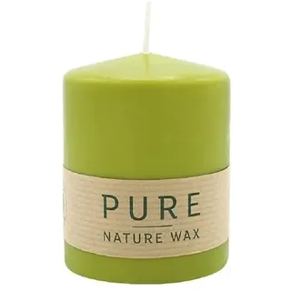 luterna 100% PURE, NATURAL WAX, Stumpenkerze, Olive, WENZEL, 90/70 mm, Brenndauer ca. 38h, 100% plastikfrei