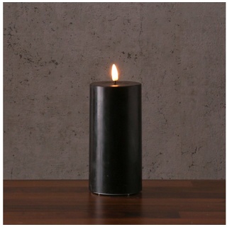 Deluxe Homeart LED-Kerze MIA Echtwachs Deluxe Wachsspiegel flackernd H: 20cm D: 7,5cm schwarz schwarz