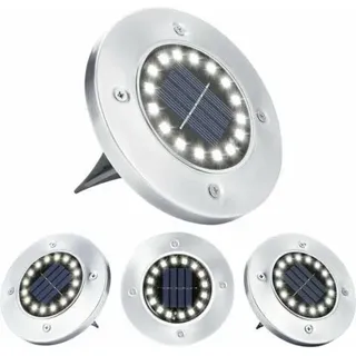Solar-gartenleuchte, 4 Stück, 16 Leds, Für Den Außenbereich, Solarleuchte, Wasserdicht, Bodeneinbaustrahler, Edelstahl, Für Weg, Terrasse, Innenhof, Unterirdischer Gehweg, Rasen, Kaltweiß